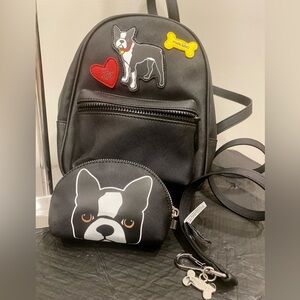Marc Tetro Black Dog Design Backpack and Pouch with Leash